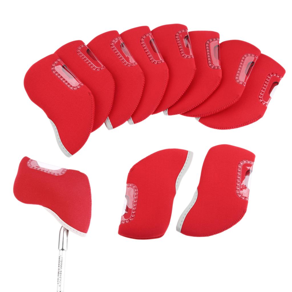 Housses de tête en fer Golf, protection de la tête en fer pour le Golf protection de la tête en fer pour le Club de Golf, accessoires de Golf, 9 couleurs, 10 pièces: Red