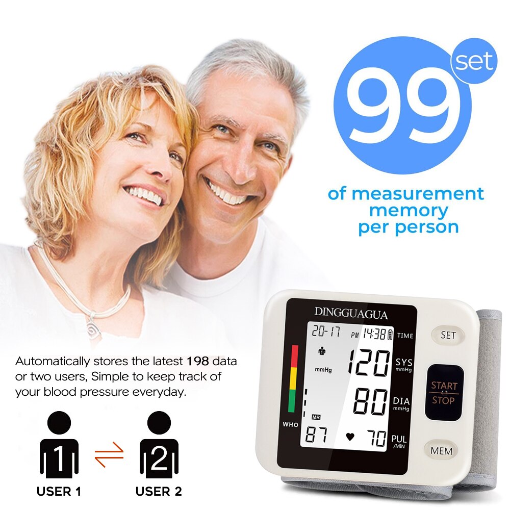 Pols Elektronische Bloeddrukmeter Automatische Digitale Bloeddrukmeter Meter Monitor Hartslagmeter Draagbare Tonometer Bp