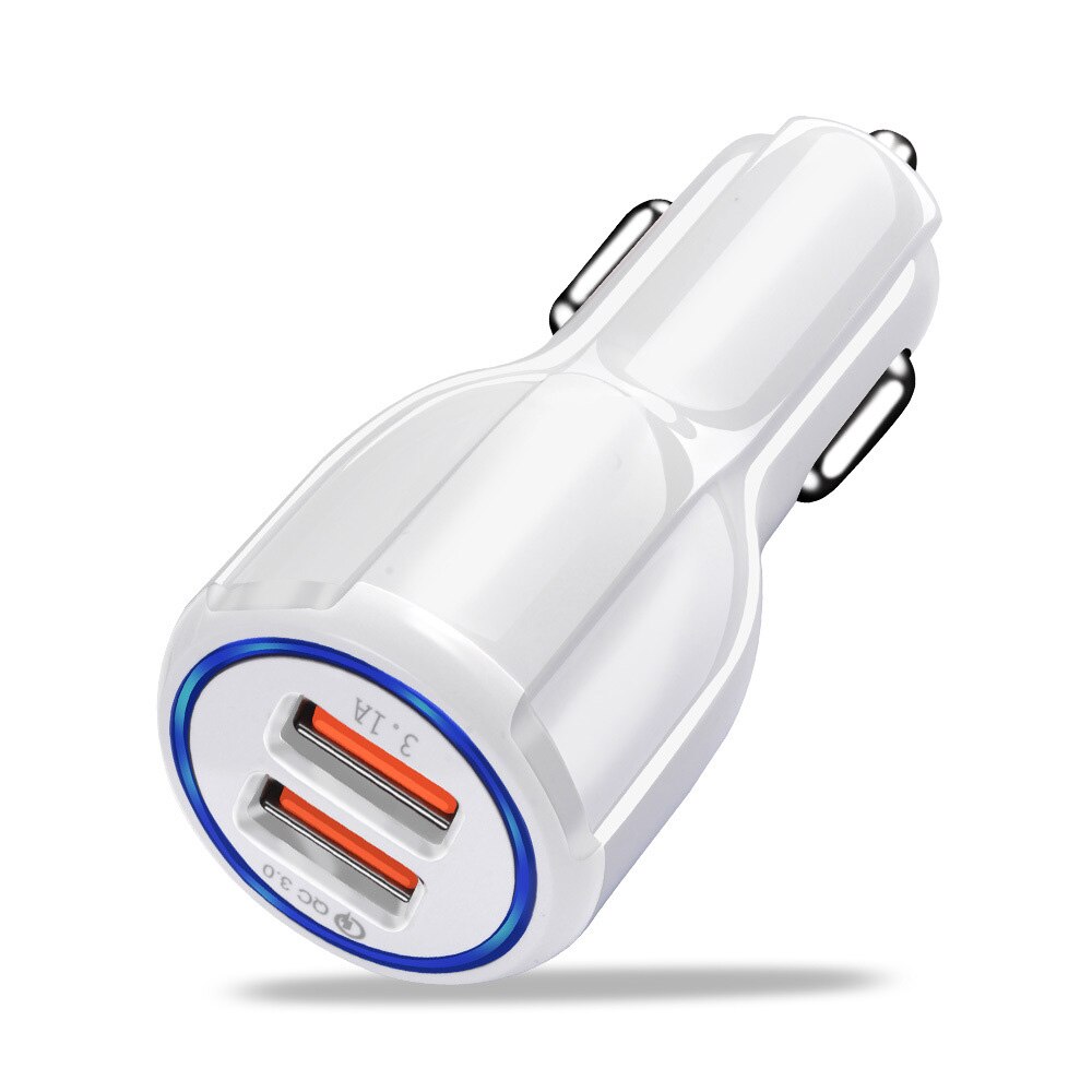 Quick Car Charger QC3.0 2.0 Fast Charging Cable For Samsung Xiaomi Huawei Sony Android Charge Adapter Data Tablet Car-Charger: White