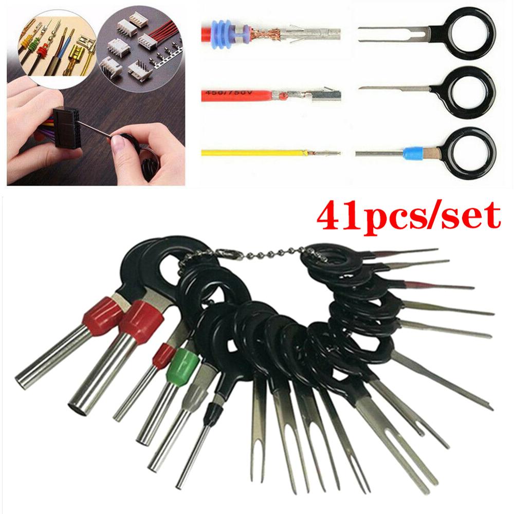 41Pcs Auto Draad Connector Pin Release Extractor Gereedschap Auto Terminal Verwijderen Kit Bedrading Crimp Connector Pin Extractor Puller Kit