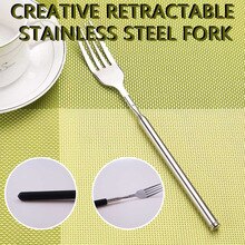 Funny Fork Extension Long Extendable Telescopic Freeloader Trick Prank BBQ Tool CFWS