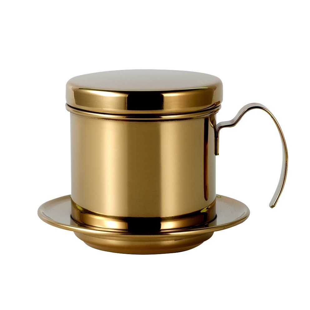Vietnam Stijl Koffie Filter Mok Cup Kruik Rvs Metalen Koffie Drip Cup Filter Maker Zeef Koele Perfecte Coffeeware: Gold Shiny