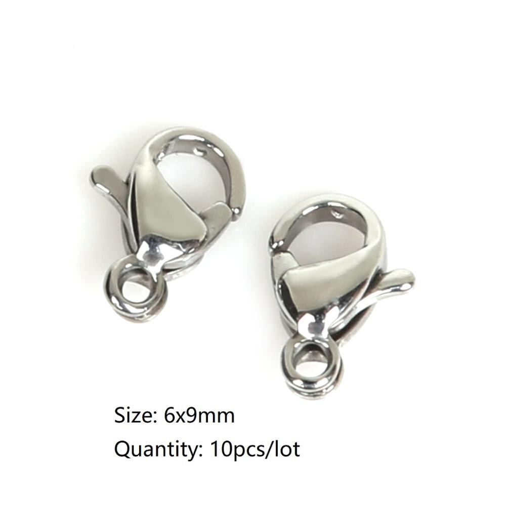 Rvs Karabijn Haken Staart Clip Sluitingen Hanger Connectors Voor Diy Sieraden Maken Ketting Armband Accessoires: 6x9mm