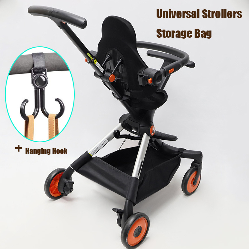 Grote opbergmand voor onderin de kinderwagen, universele opbergtas van oxford-stof, ophangbare opbergmand voor luiers.
