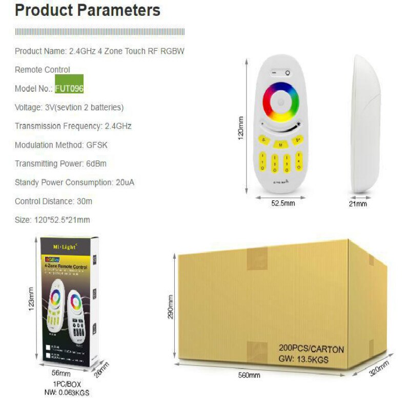 Mi light Remote 2.4G 4-Zone FUT007 FUT088 FUT089 FUT090 FUT092 FUT096 LED Controller Button/Touch RF Wireless Remote