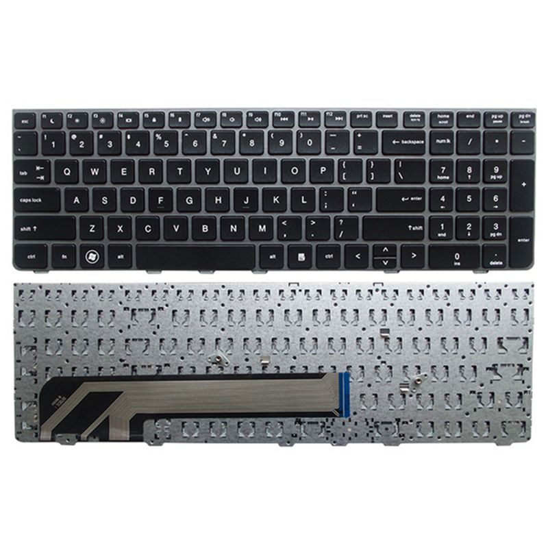 for HP Probook 4535S 4530S 4730S US Keyboard Silver Black: Silver Frame