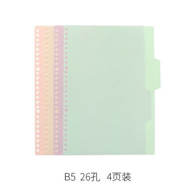 4 Sheets A4 A5 B5 Notebook Page Binder Candy Color PP Loose-leaf Cover Index Divider Separator Notebook Accessories: B5