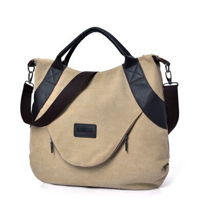 Bolsa de lona feminina com zíper, bolsa de ombro grande para mulheres, casual, sacola de compras, bolsa carteiro, para viagem, novo, 2021: Cáqui