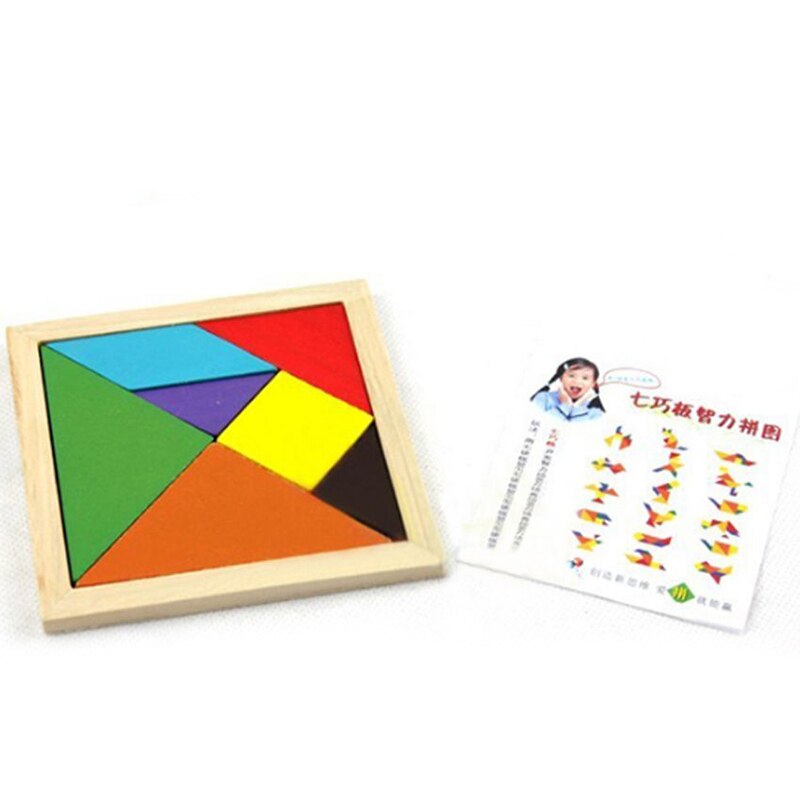 Kinderen Houten Rainbow Kleur Tangram Kids Diy Tangram Houten Puzzel Kid Educatief Speelgoed Kleuterschool Kinderen Zeven Stuk Puzzel