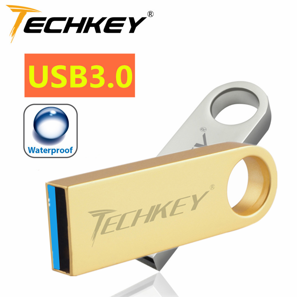 TECHKEY usb flash drive 3.0 64GB memory 3.0 128GB drive 3.0 32GB pendrive usb 3.0 key 16GB флешка waterproof usb stick 3.0