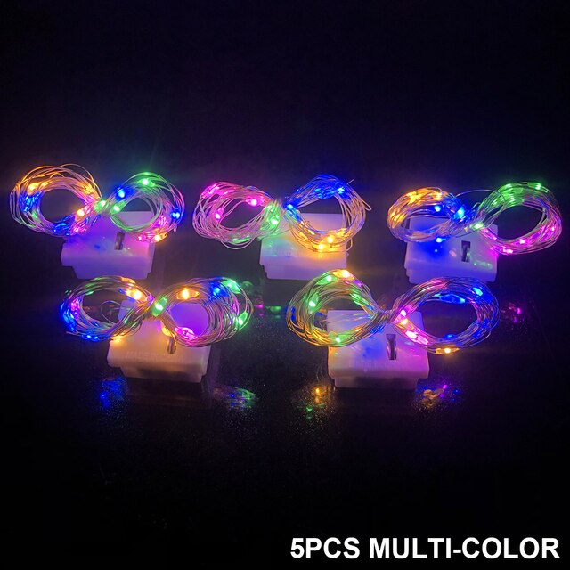 Guirlande lumineuse LED clignotante intelligente, 5 pièces, décoration pour noël, mariage, fête, Restaurant, lumières rapides et lentes, avec 3 piles boutons: 5pcs MULTI-COLOR