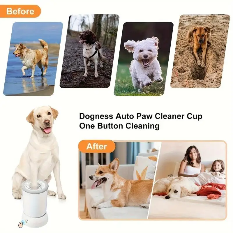 LAMGOOL-lavadora de pies para mascotas, limpiador eléctrico de patas para mascotas, taza de limpieza automática de pies para mascotas, limpiador portátil rápido de poco ruido para patas de perros y gatos