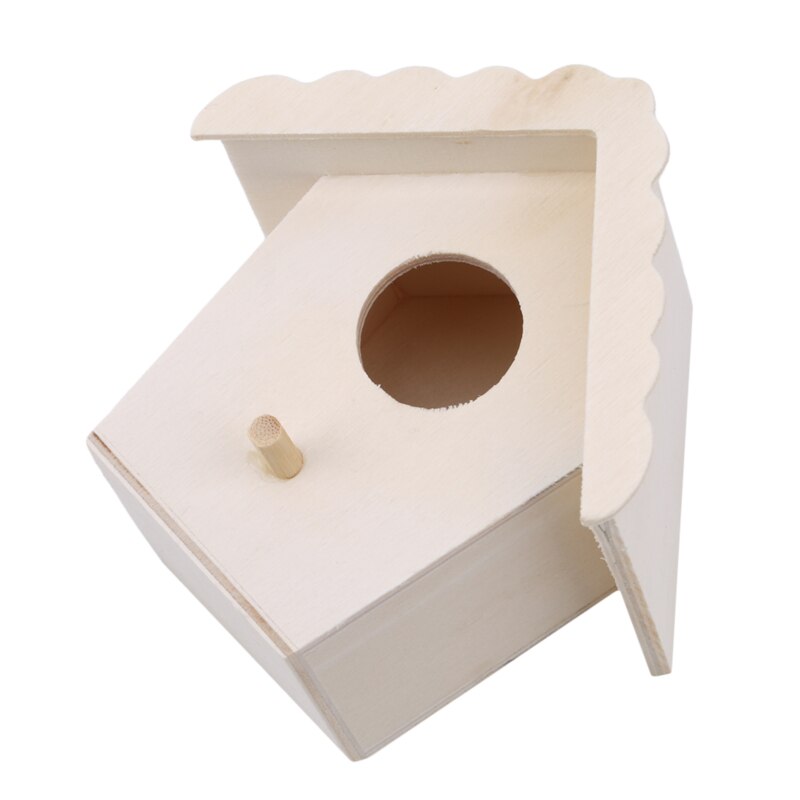 Wooden Mini Bird Cage Outdoor Hanging Birdhouse Box Garden Bird Cages Home Yard Decoration Bird Products Wooden Bird Parrot Nest: Circle (Lace Eaves)