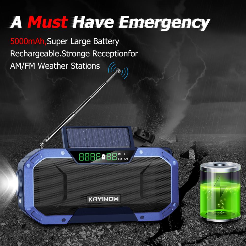Portable Emergemcy AM/FM/WB/NOAA Weather Radio 5000mAH IPX5 Waterproof Phone Charger Hand Crank Radios LED Flashlight SOS Alarm
