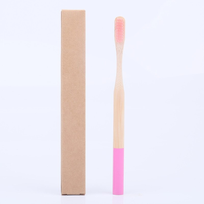 1 pcs Eco friendly bamboo bristle toothbrush Biodegradable Plastic Free Oral Care adult bamboo toothbrush handle brush: Rose Red-12