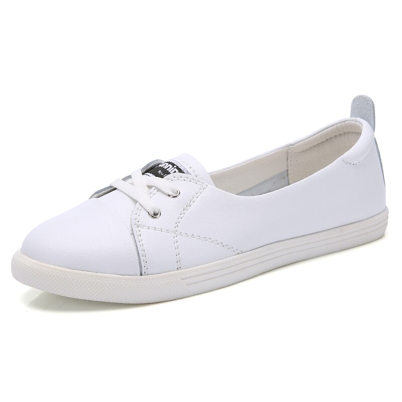 Zimnie Vrouw Ballet Schoenen Uitgesneden Leer Ademend Mocassins Vrouw Bootschoenen Ballerina Dames Flats Schoenen Maat 35 ~ 40: White / 5.5