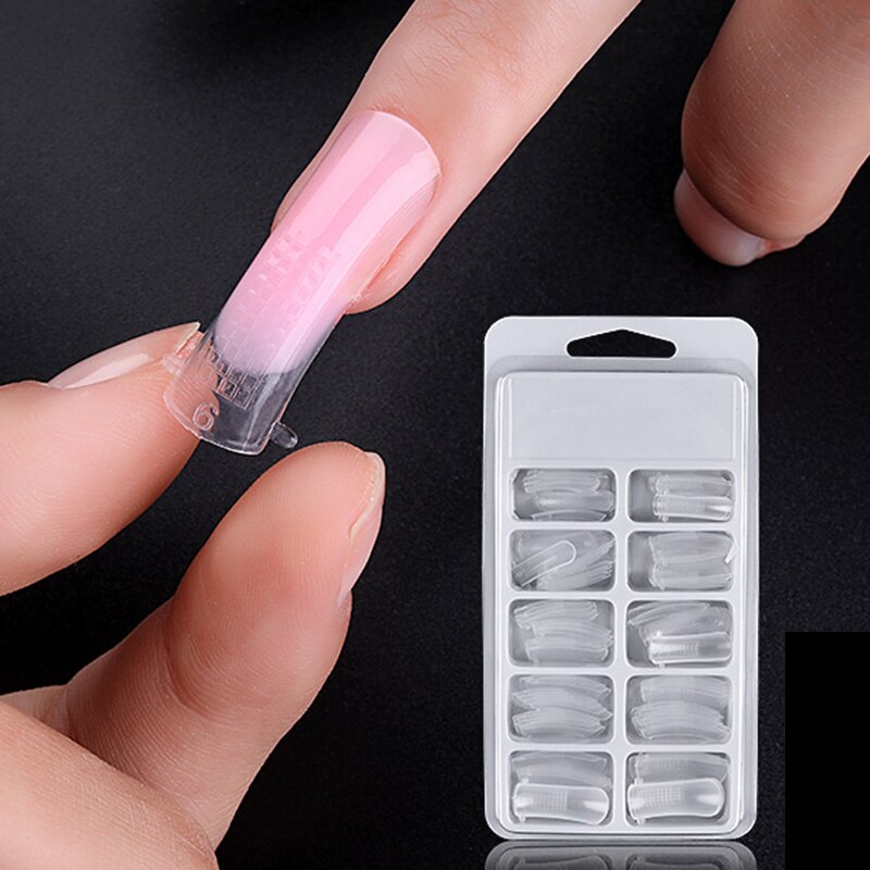 100Pcstransparent Nail Capsule Herbruikbare Nail Extention Model Transparant Quick Verlengen Nail Mold Voor Manicure Wd