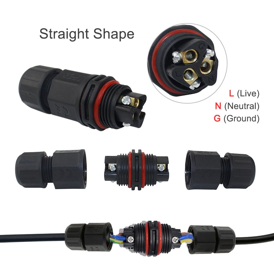 Ip68 vandtætte stik t-formet samledåse-stik 3 -benet 5-10mm -kabel ledningsmuffe-stik til udendørs led-lys