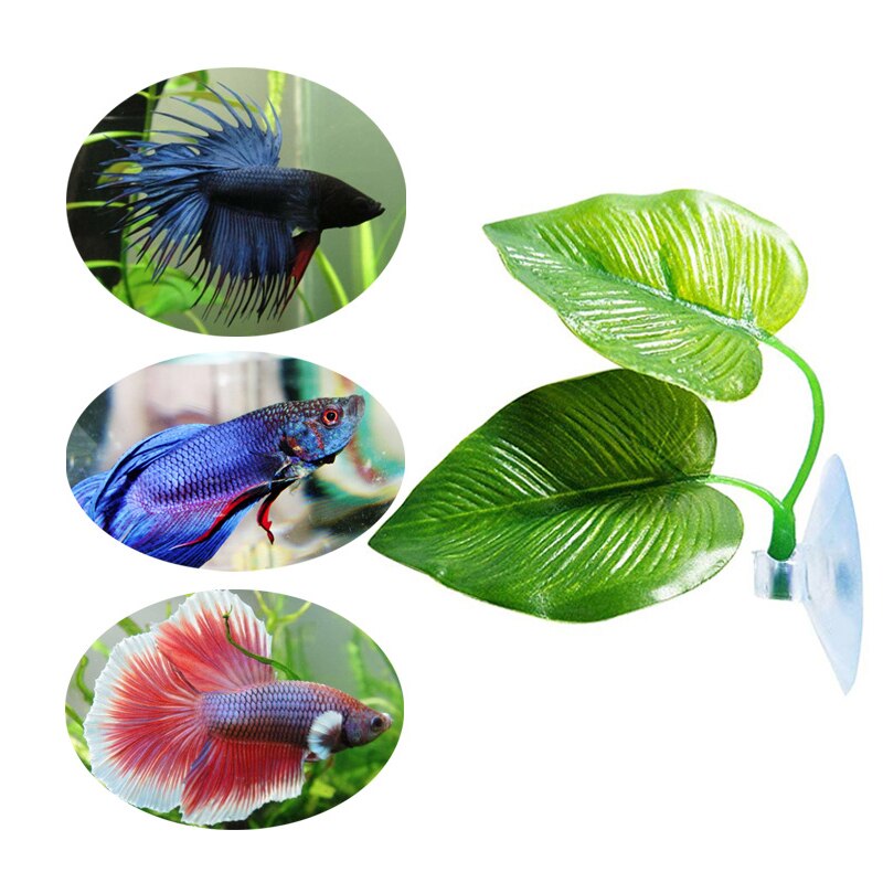 Double-Layered Simulation Ornamental Leaf Betta Fish Rest Spawning Leaf Betta Fish Bed Hammock for Fish Tank Aquarium SCVD889