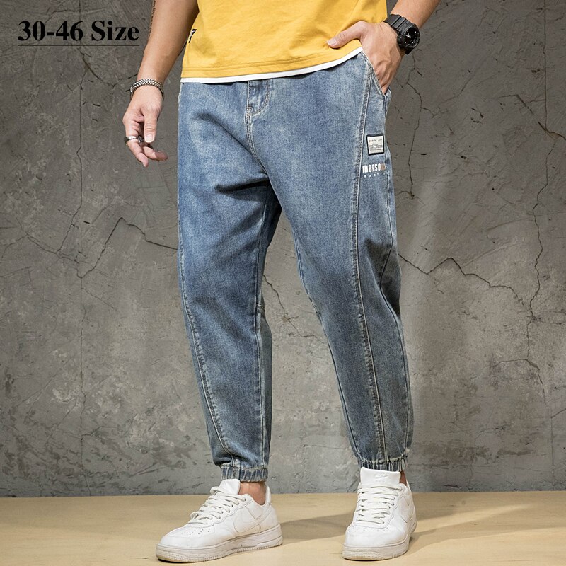 46 44 42 Men's Jeans Plus Size Cotton Hip-hop Streetwear Harem Denim Pants Spring Summer Brand Loose Casual Trousers