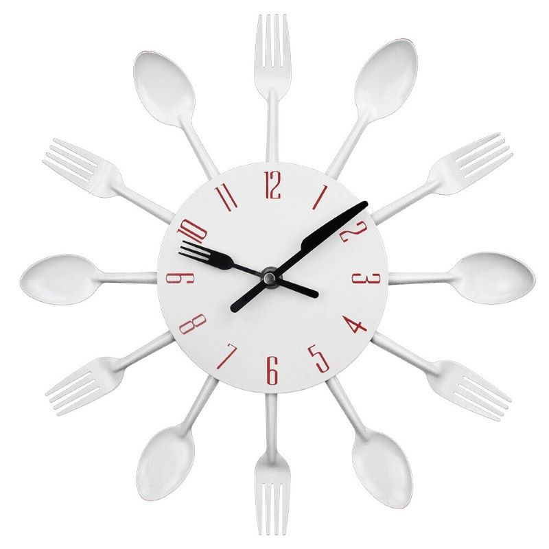 2020New Clock Watch Wall Clocks Cutlery Metal Kitchen Wall Clock Spoon Fork 3D Removable Quartz Wall Mounted Clocks