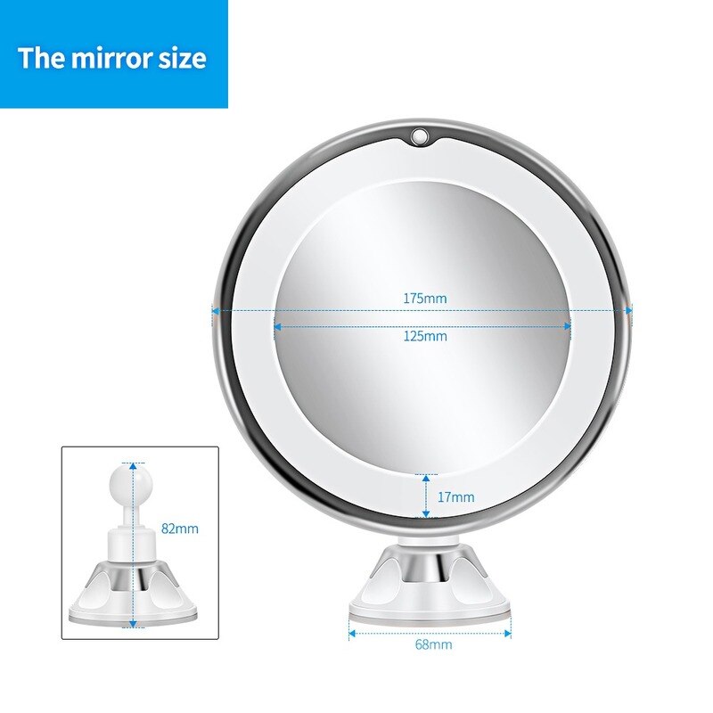 Suction Cup Type 10X Magnification Make-up Mirror with Suction Cup Bathroom LED Fill Light Make Up Mirror Dressing Beauty Mirror