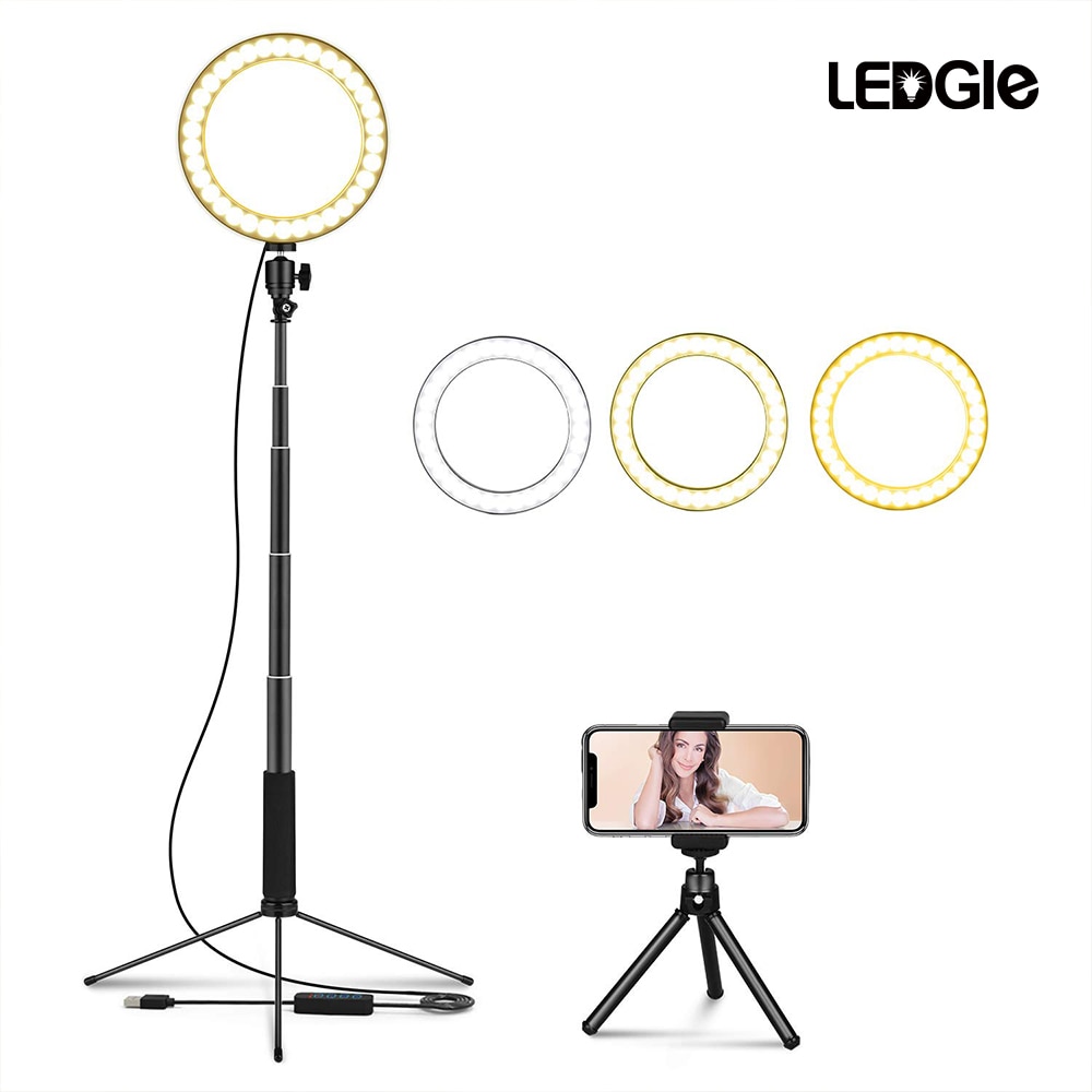 LEDGLE USB Vloerlamp LED 10 Dimbare Hight Stand Lampen Foto Vullen Ring Verlichting voor make multi-functie eye bescherming Licht