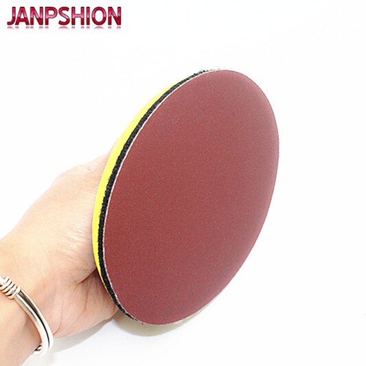 Janpshion 50pc hiomapaperi hiekkapaperi flocking itseliimautuva hiomakone 7 &quot; 180mm rouhea 60 80 120 180 240 punainen pyöreä
