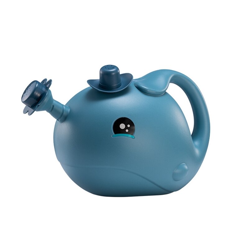 Regadera de elefante de dibujos animados para niños, botella de plástico de 1L, hervidor de agua largo para plantas, macetas de flores, hogar, Patio, césped: 1.2L blue