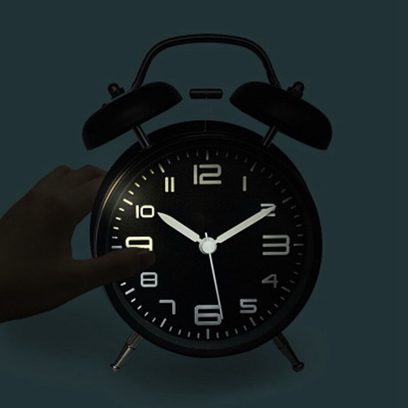 Retro Number Double Bell Ringing Alarm Clock Household Digital Clock Home Desk Table Decor Round Clocks