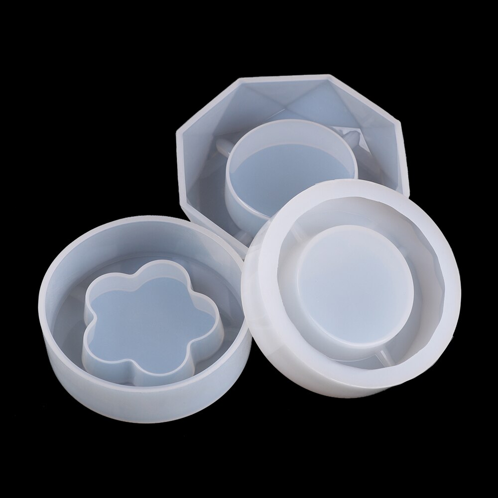 1Pc DIY Ashtray Mold Transparent White Resin Crystal Silicone Mould Hand Making Crafts Mould Flower Heart Shape Container