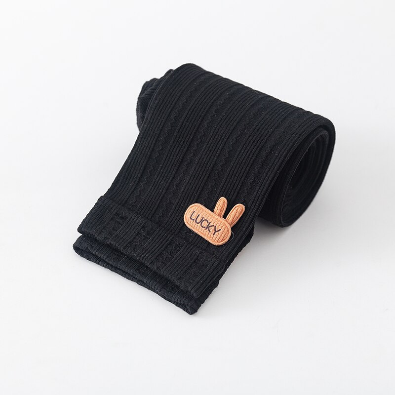Pantaloni da bambina a forma di coniglio con bordo ondulato pantaloni autunnali elasticizzati primavera autunno leggings traspiranti in cotone sottile per bambini: black / M