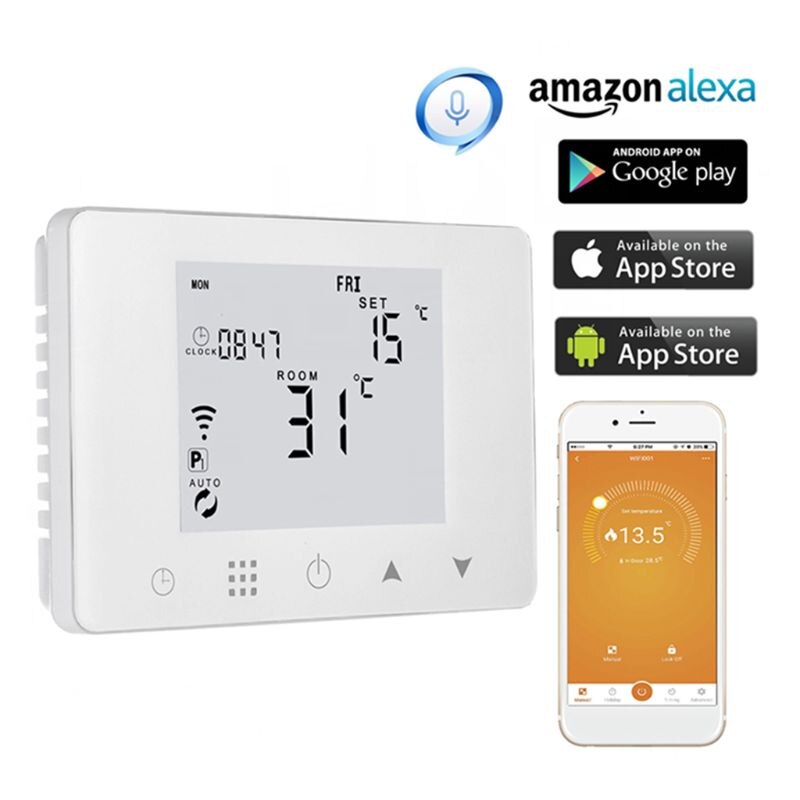 ! WiFi Room Thermostat Gas Boiler Wall-mounted Heating Wireless Remote Temperature Controller for Alexa Google Home 110V 220V