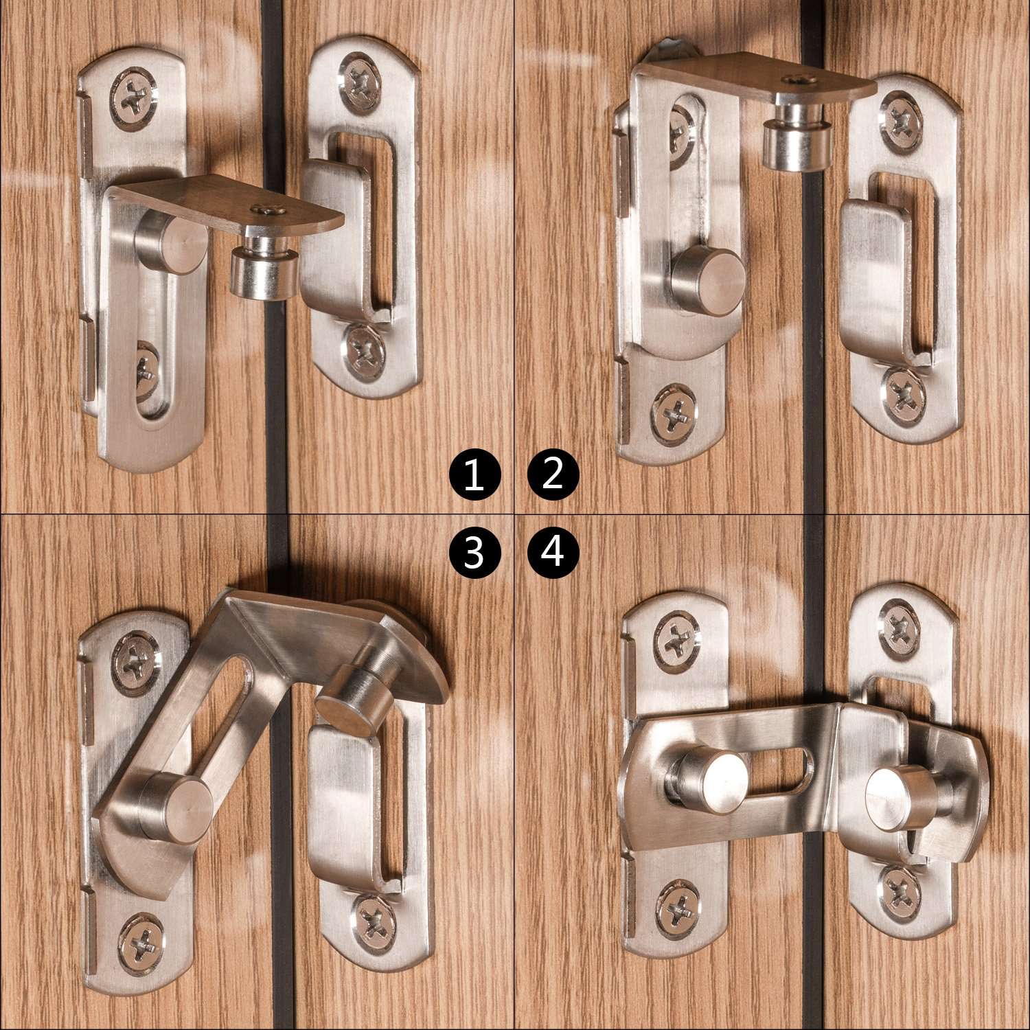 2 Pieces 90 Degree Right Angle Door Latch Hasp Bending Latch Buckle Bolt Sliding Lock Barrel Bolt with Screw for Door