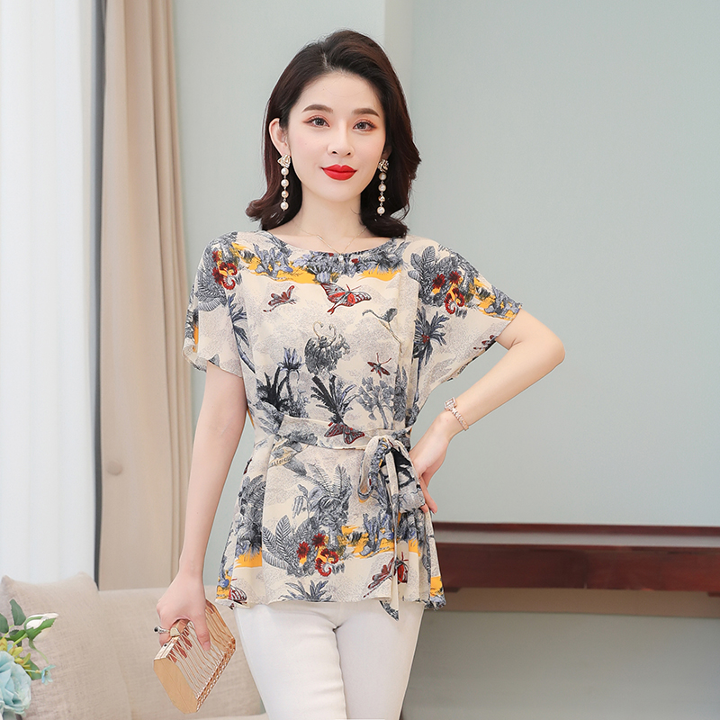 S -4xl löst sittande kläder kvinnor sommar kontorsdam fluga skjortor casual retro vintage blommigt tryck peplum toppar blusar
