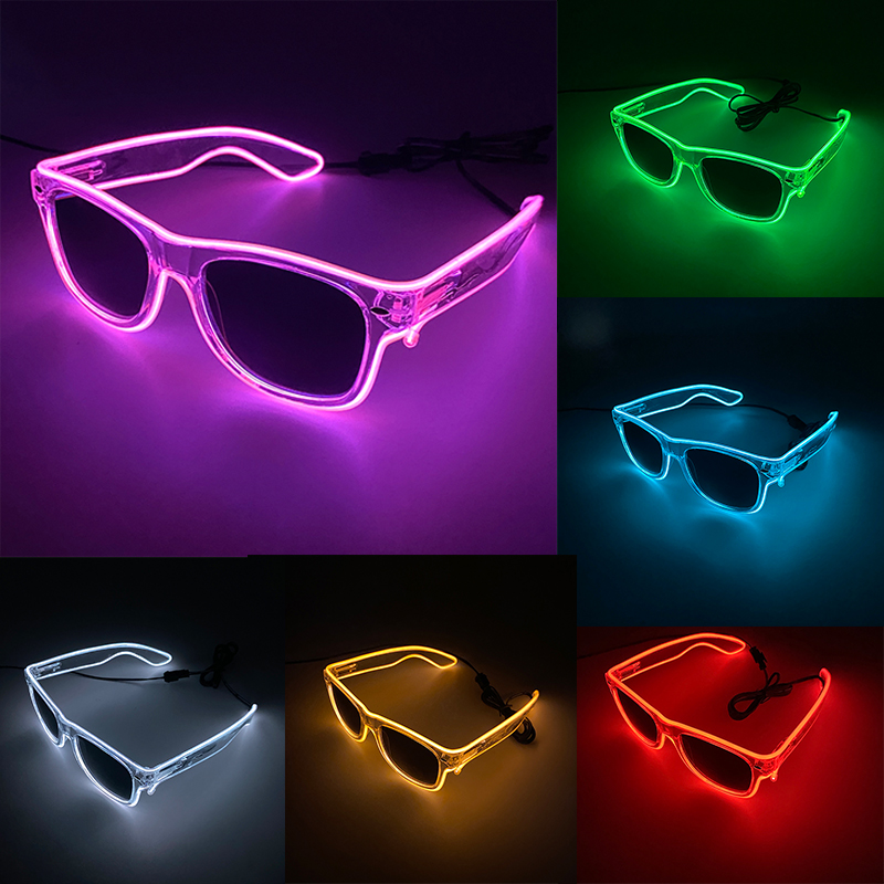 Neue 10 Farben leuchtende Dekor Kostüm Zubehör Neonlicht Sonnenbrille mit LED-Leucht brille leuchtet in dunkler Leistung