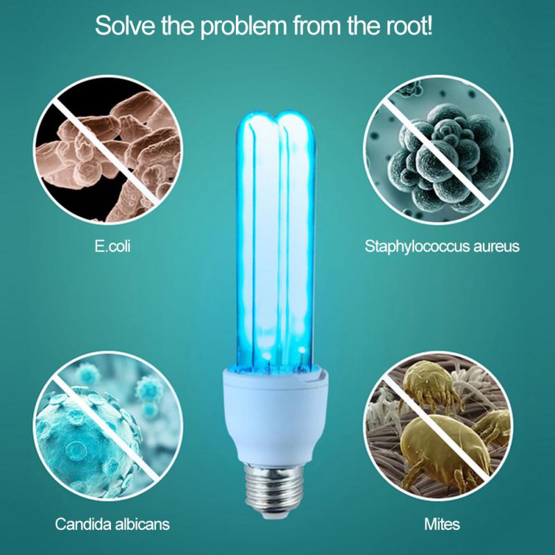 E27 UVC Light Tube Bulb Disinfection Ultraviolet Lamp+Lamp Holder US Plug UV Lamp Tube Light Bulbs Light Bulb UV Glow Lamp