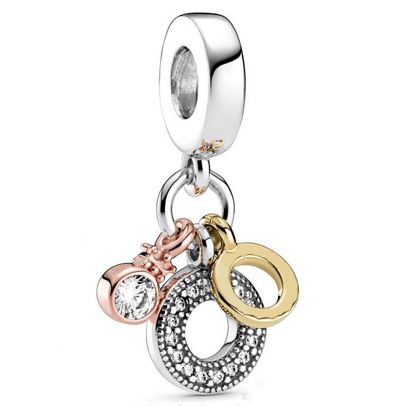 Pandora York podkreśla potrójny Monogram pióro duchowość wisiorek koraliki 925 srebro Charms Fit bransoletka DIY biżuteria: SJN-799044C01