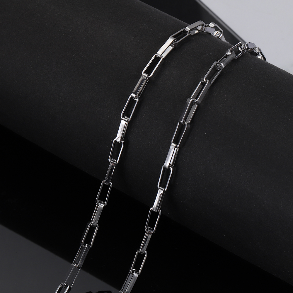 Cadena de acero inoxidable para fabricación de joyas, eslabones de Cable Rolo, cadena gruesa, accesorios de pulsera para hombre, 1 metro: Gris