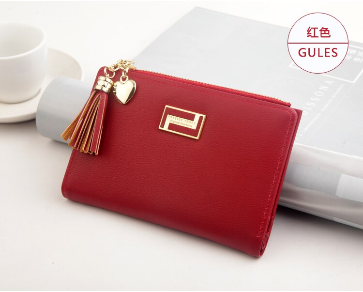 Dames kleine portemonnee dames korte stevige portemonnee clutch tas: Rood