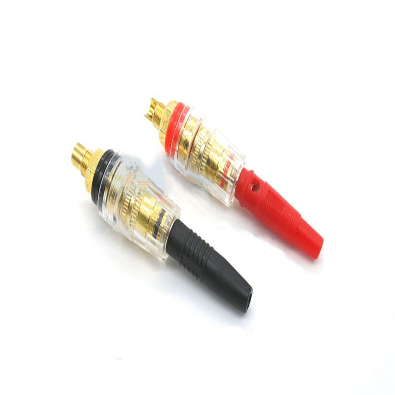 2pcs M8 gold-plated copper banana connector 4mm threaded medium amplifier speaker spade terminal binding post banana plug socket