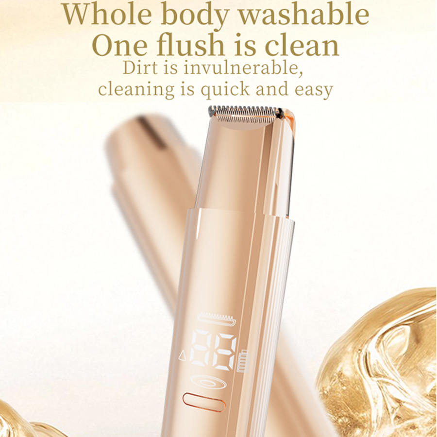 Kvinders elektriske barbermaskiner 2 in 1 dobbelthoved smertefri bikinitrimmer våd og tør brug til kvinder kønsbehåring aftageligt hoved elektrisk barbermaskine