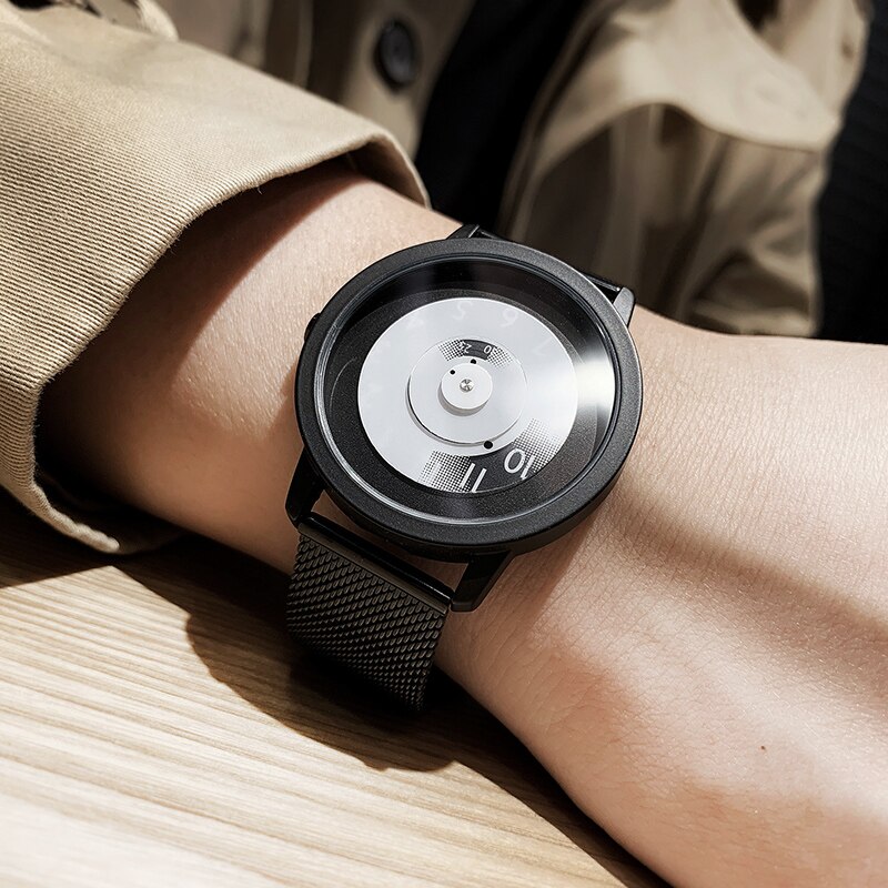 Enmex hit colour band wristwatch focal point special Hidden numbers men casual quartz watch