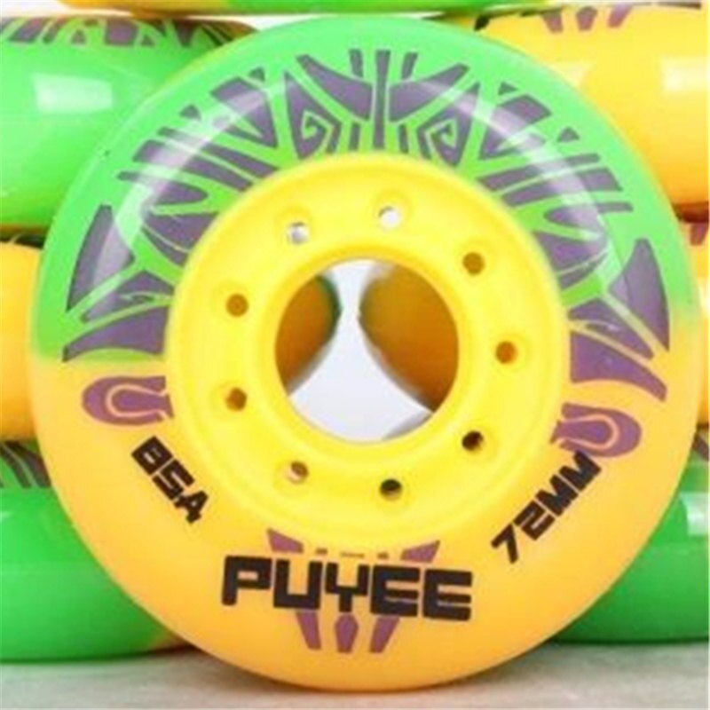 Farverigt puyee blandet inline skøjtehjul til fsk slalom skøjter patins , 85a skøjter hjul [ 72mm 76mm 80mm ]: Grøn gul / 72mm