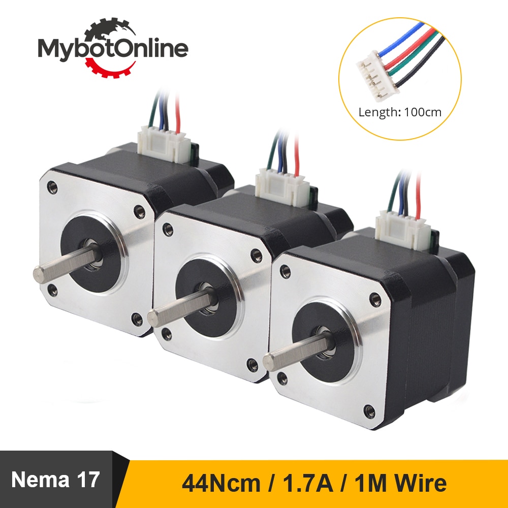 Nema 17 Stepper Motor 42mm 2 Phase 44Ncm 1.7A Nema17 Motor with 1m Cable 4-lead for 3D printer CNC XYZ