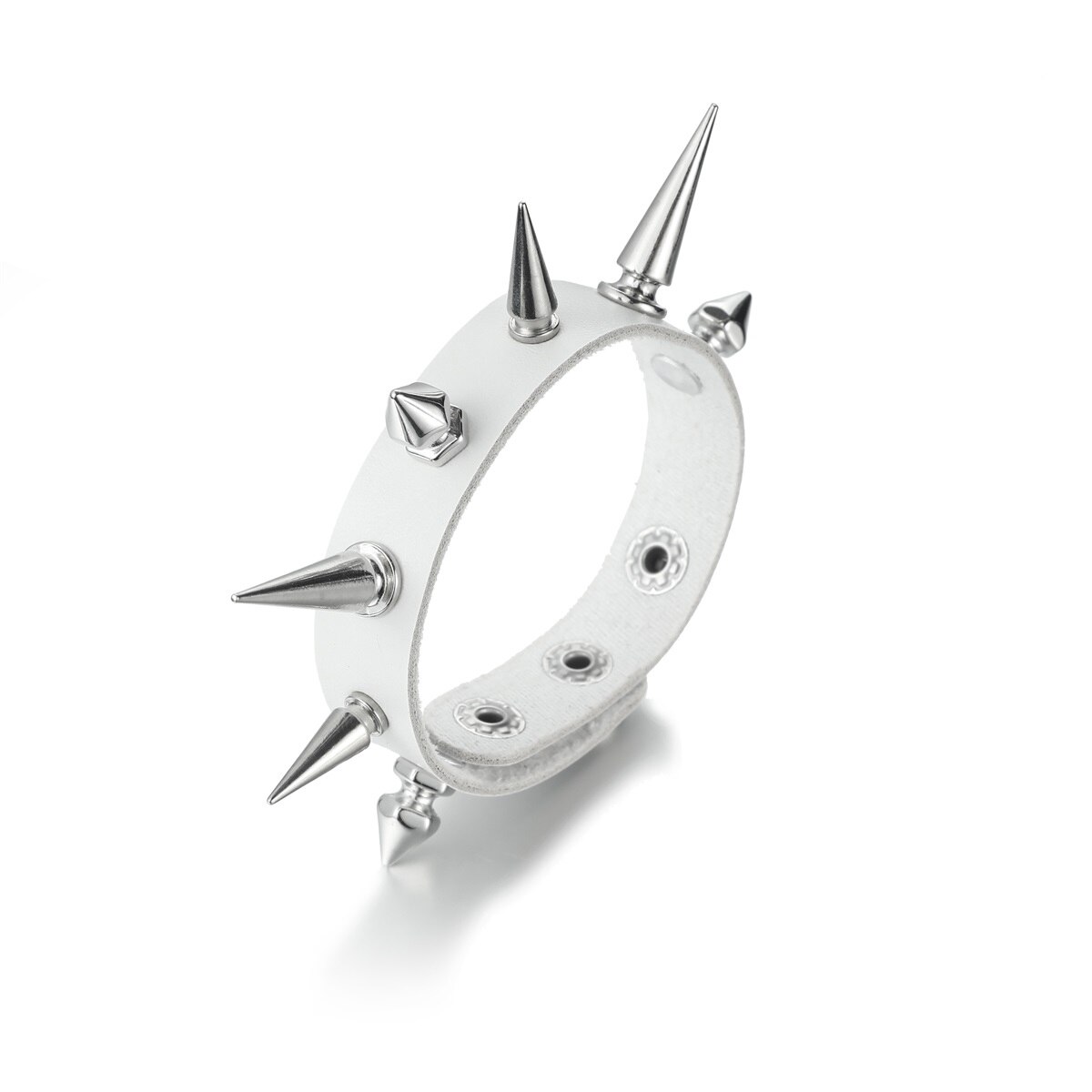 Pulsera de cuero con pinchos para hombre y mujer, brazalete Punk, joyería gótica, accesorios para Cosplay, gótica: white