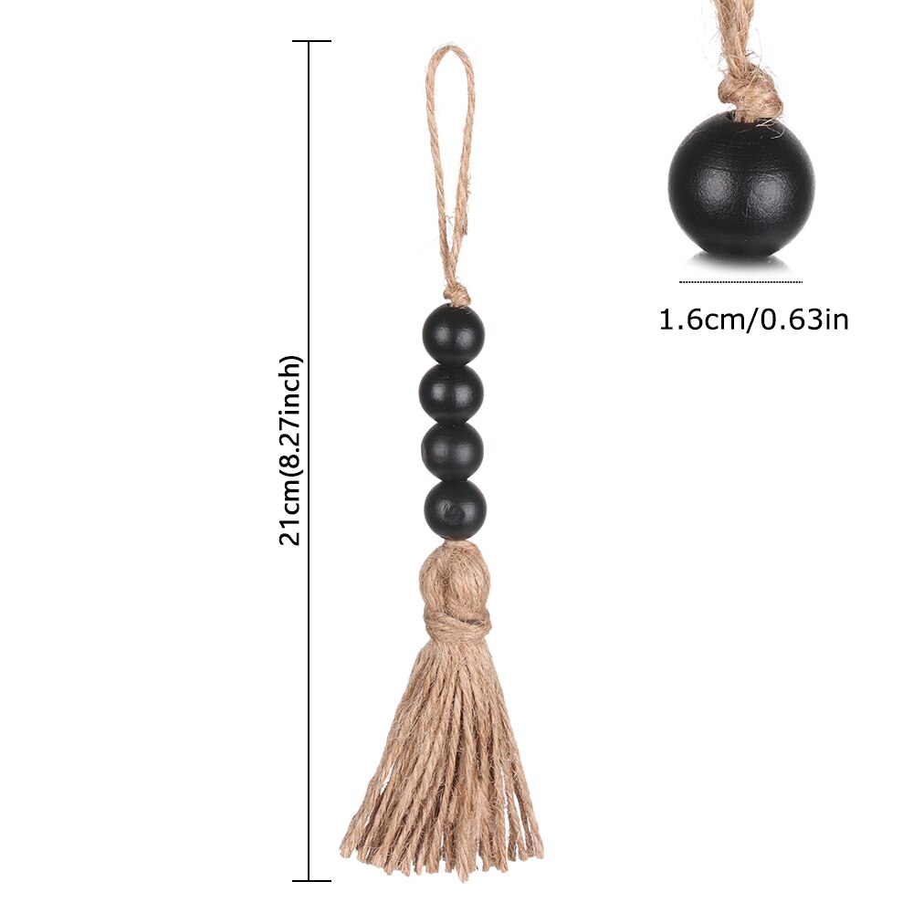1/2 sztuk naturalne drewno girlanda z koralików juty rustykalne ścienne wiszące frędzle ciąg ręcznie Garland dom ozdoba dekoracje dla domu DIY: Type6-21CM
