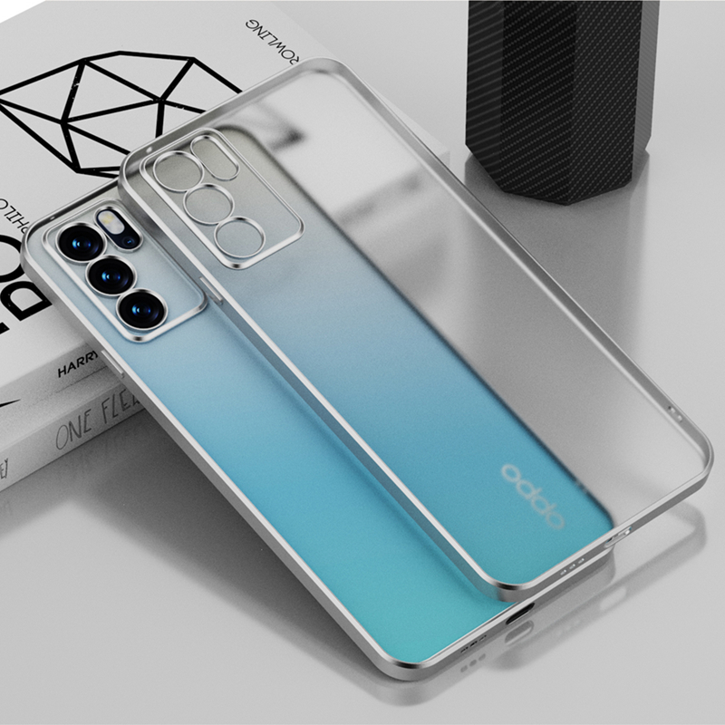 Electroplated Silicone Phone Case is Suitable for Oppo Reno 6 reno 5 5K Reno 7 Pro 5G Soft Transparent TPU Shockproof Back Cover: Oppo Reno 5K / Silver