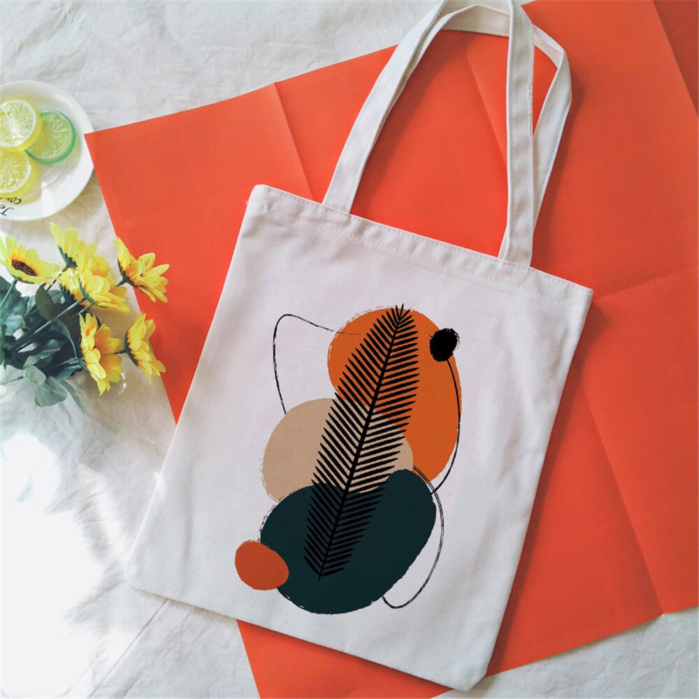 Bouquet Printing Canvas Tote Bag Aesthetic Line Drawing Plant Print Canvas Bags Harajuku Ulzzang Shoulder Bag Handbag: 2331