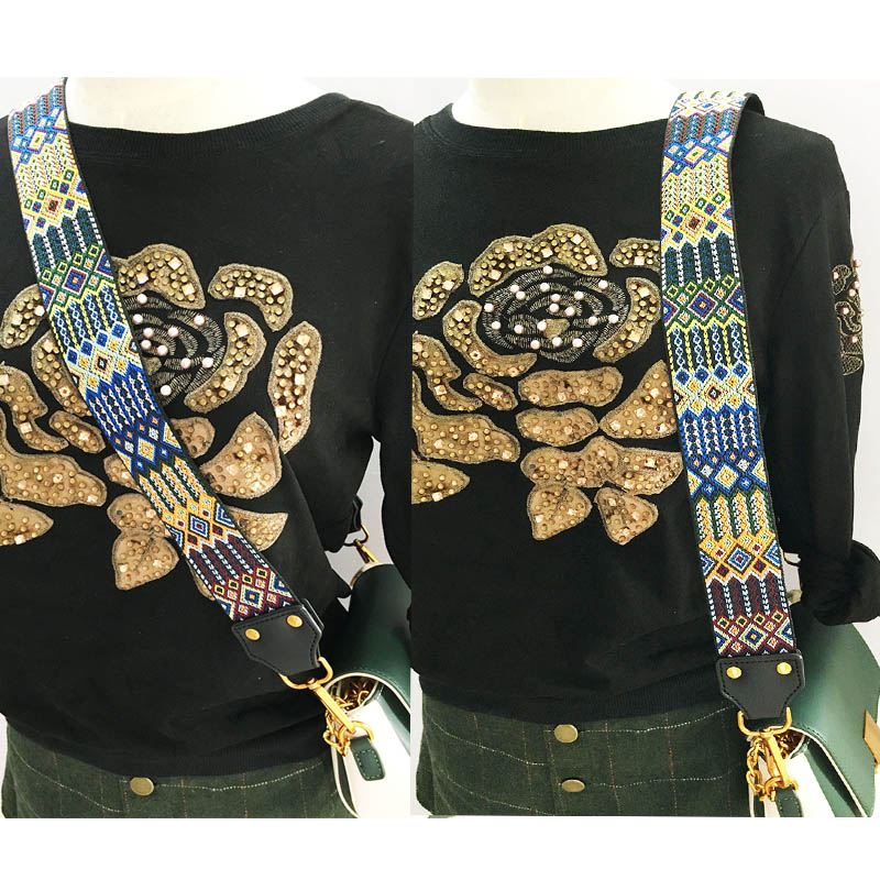 Embroidery Wide Shoulder Bag Strap for Bags Accessories Female Handbag Straps You Colorful Straps for Handbags Belt